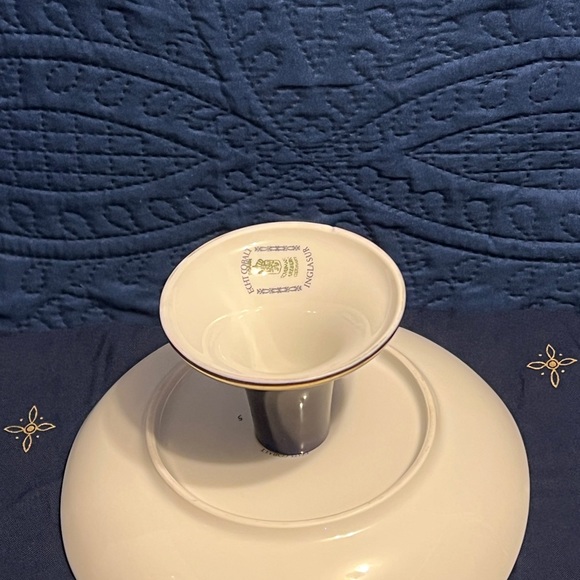 INGLASUR Cake Pedestal Stand Etched Kobalt. Very Rare in great shape - Picture 4 of 9